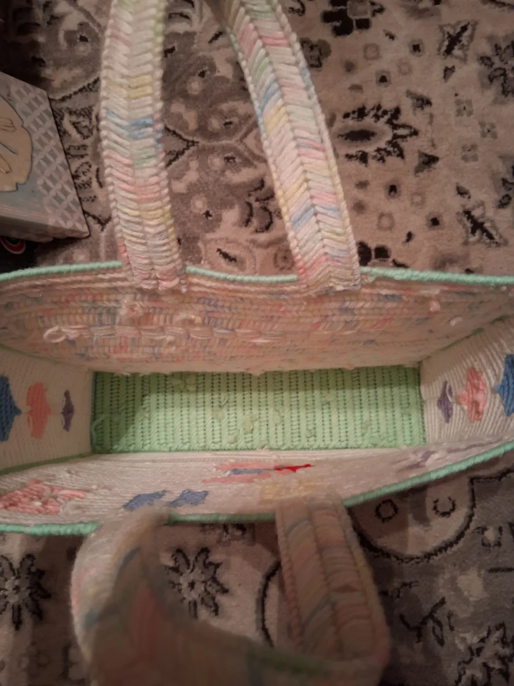 Handmade Baby Crochet Tote Bag in Cream with Pastel Accents